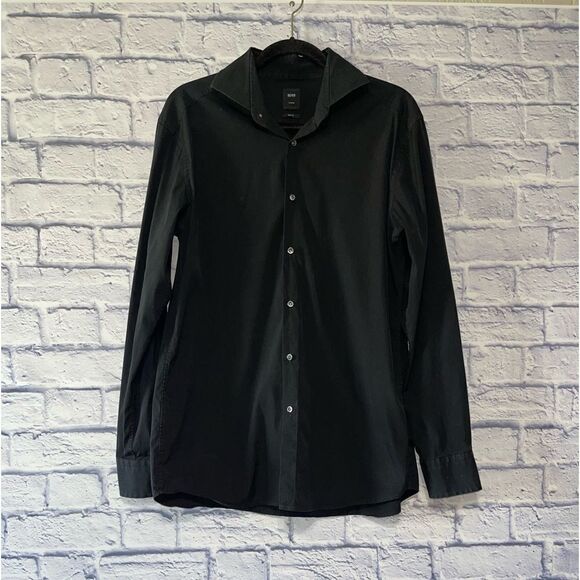 Hugo boss slim fit button down black shirt - Picture 1 of 9